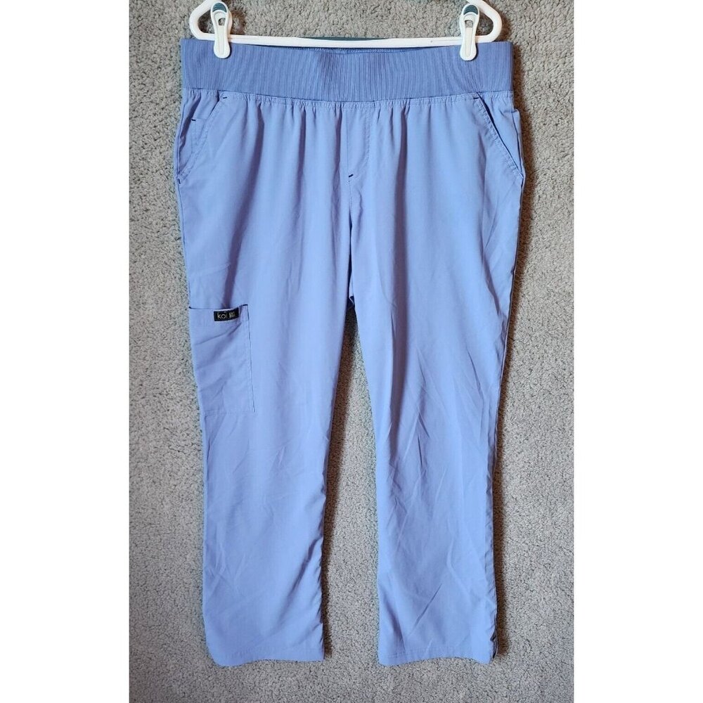 Koi Basics Women's Pull On Elastic Waist Scrub Pants‎ Style 732R Light Blue Sz L